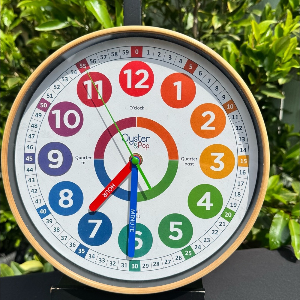 Oyster & Pop Colorful Kids Learning Wall Clock - Multicolor